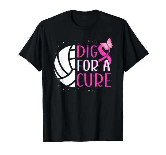 Dig For A Cure Volleyball Pink Out Breast Cancer Awareness T-Shirt
