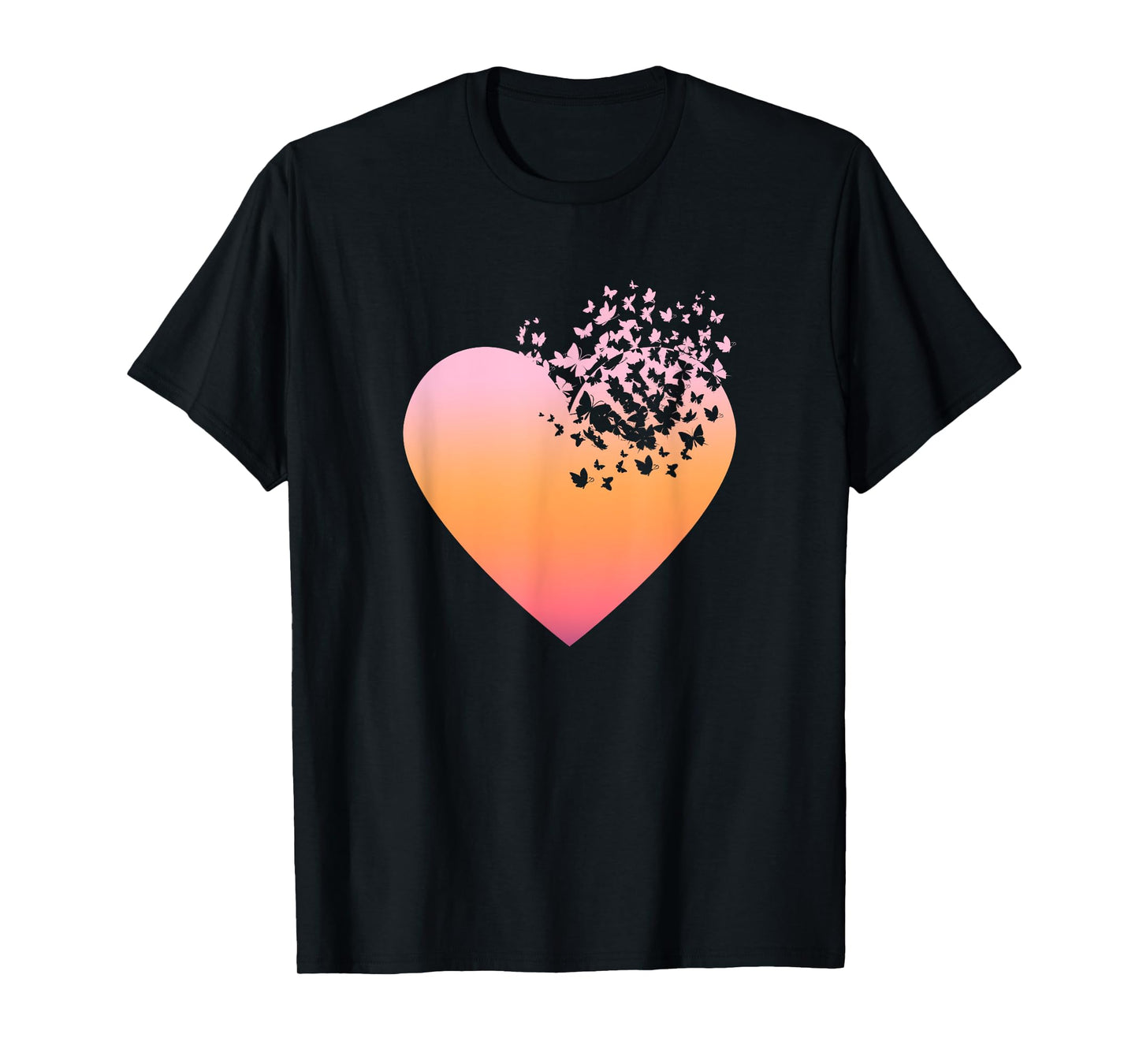 Butterfly Heart Butterflies Beautiful Colorful Spring Flower T-Shirt