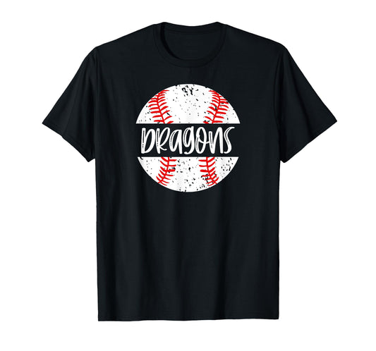 Dragons Baseball Team Mascot School Spirit Game Day T-Shirt