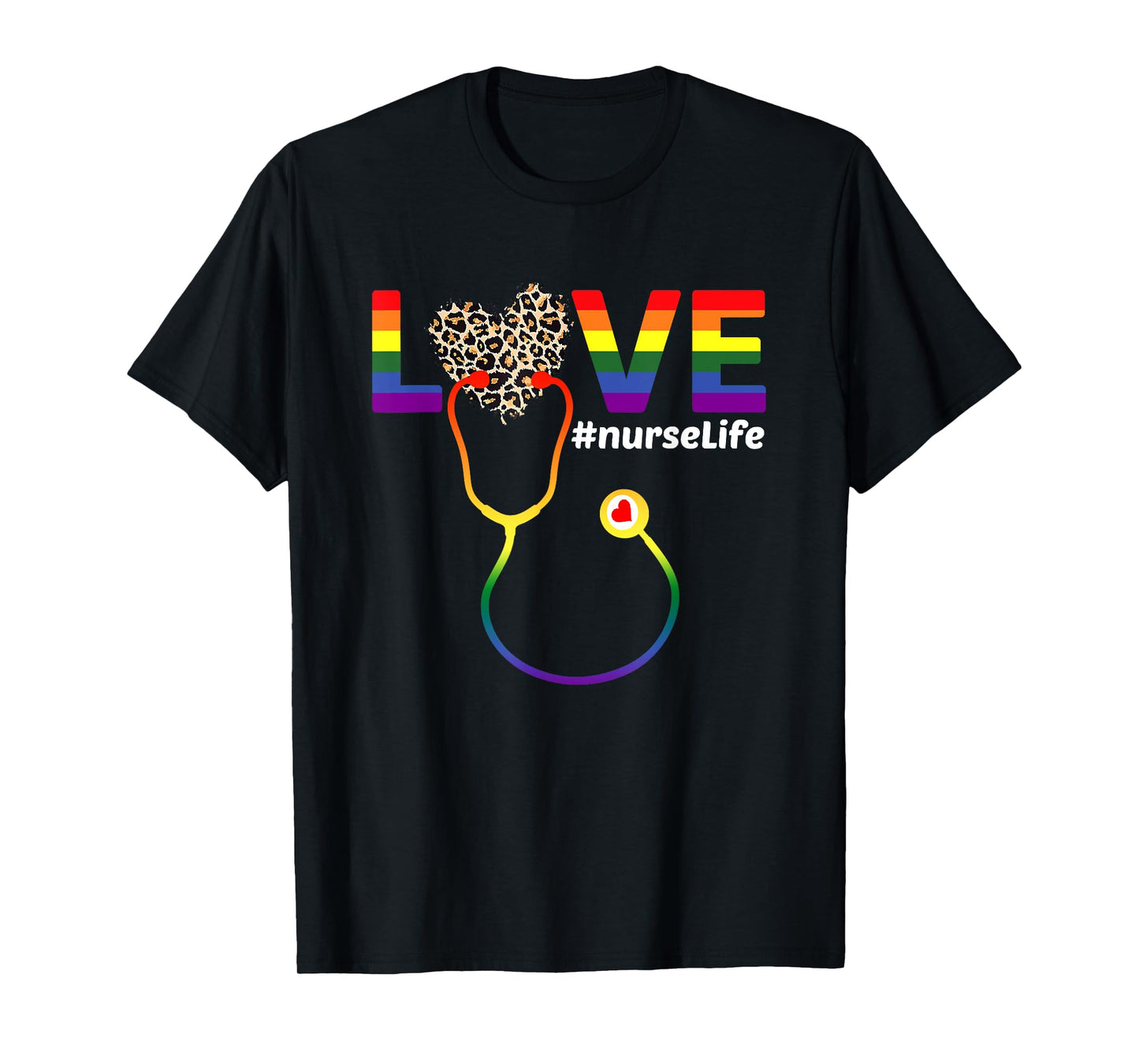 Nurse LGBTQ Gay Pride Rainbow Flag Registered Nursing RN T-Shirt