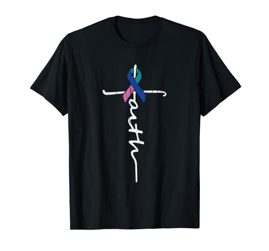 Faith Cross Thyroid Cancer Awareness Warrior Survivor T-Shirt