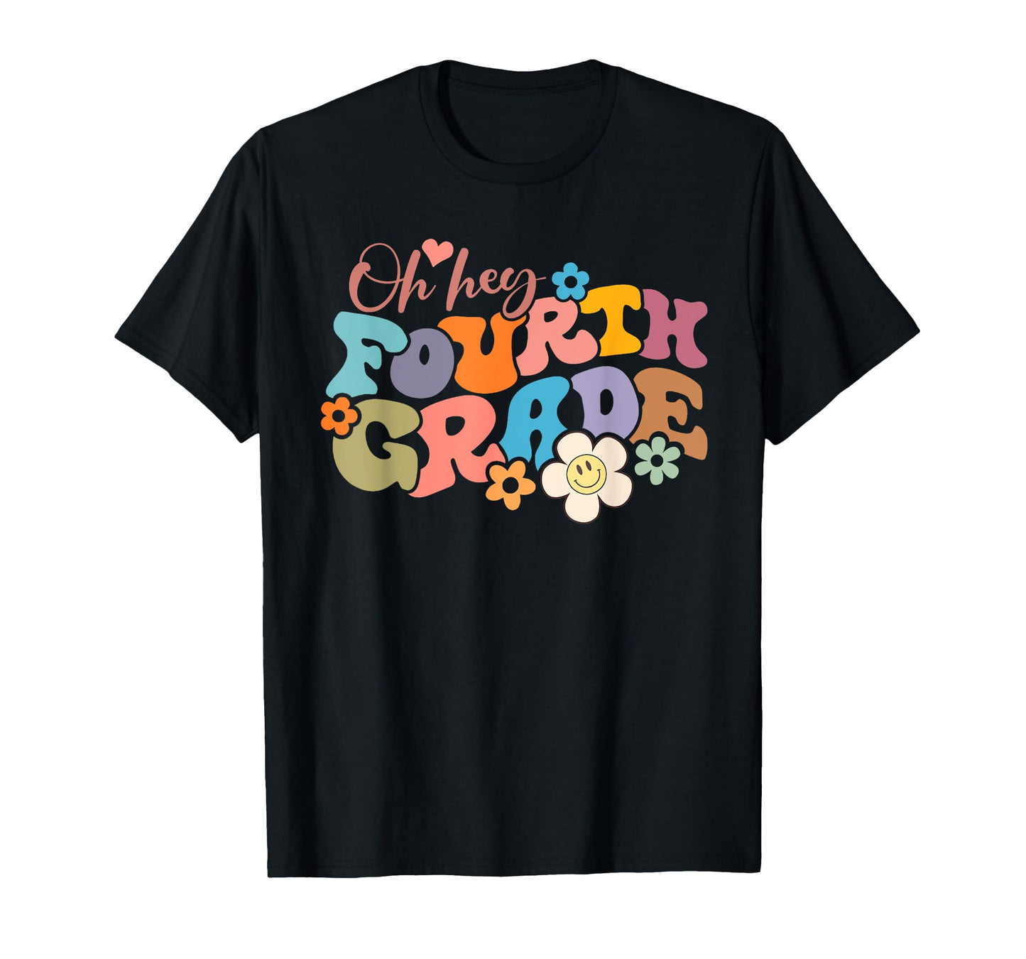 Boho Groovy Back to School Oh Hey Fourth Grade 4th Grade T-Shirt