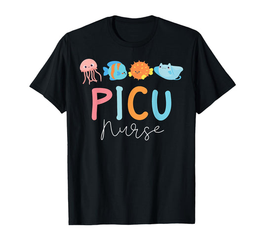 Cute Ocean Sea Summer PICU Nurse Vascular Access IV Nursing T-Shirt for Men Women