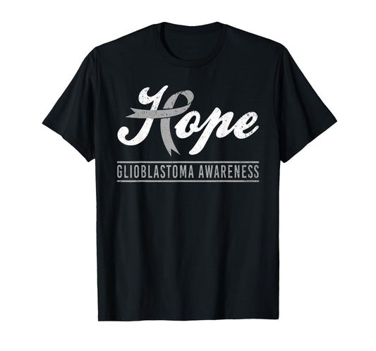 Hope Glioblastoma Cancer Awareness Month Gray Ribbon Support T-Shirt