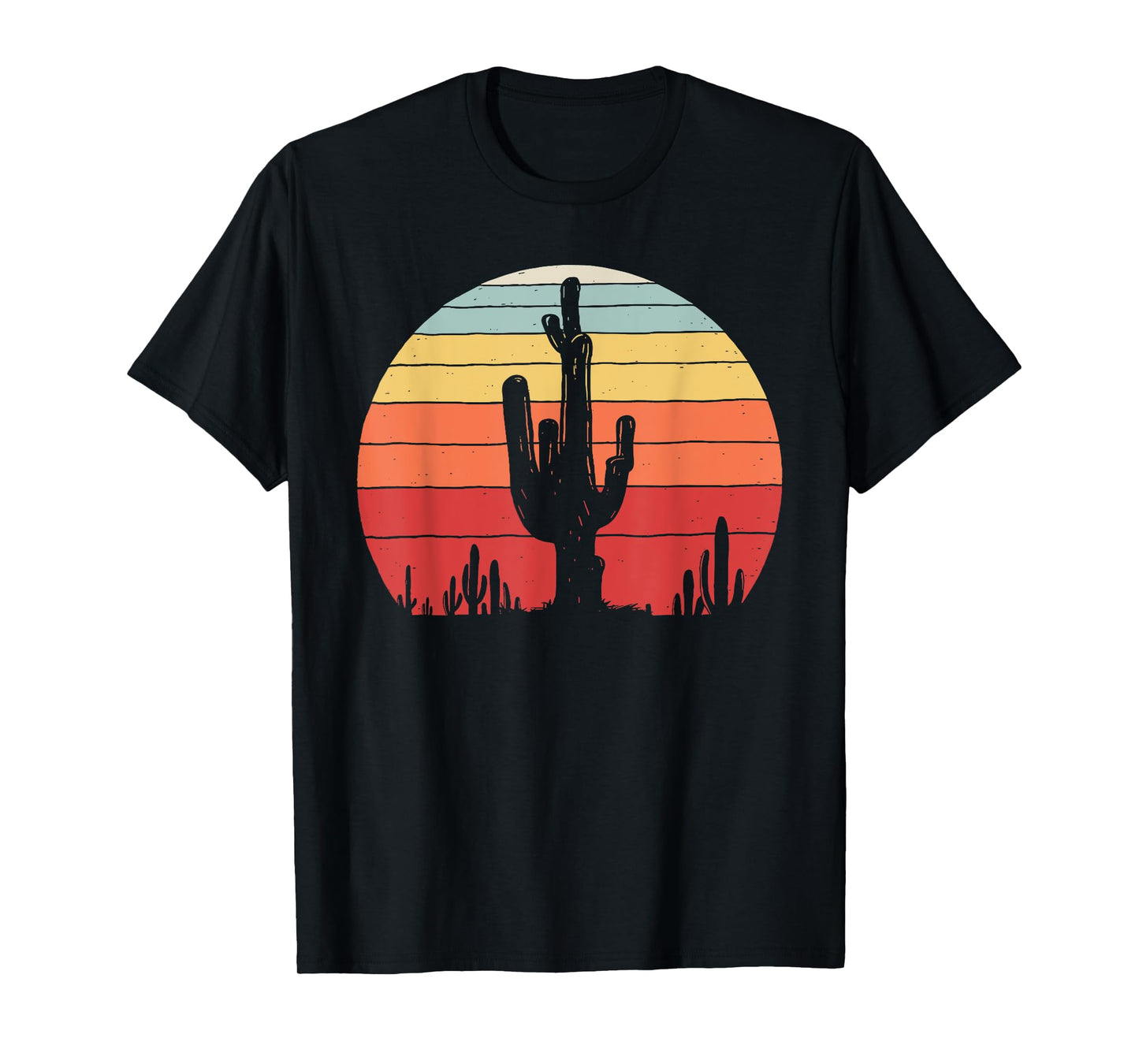Vintage Retro Saguaro Cactus Sunset Opuntia Cactaceae T-Shirt