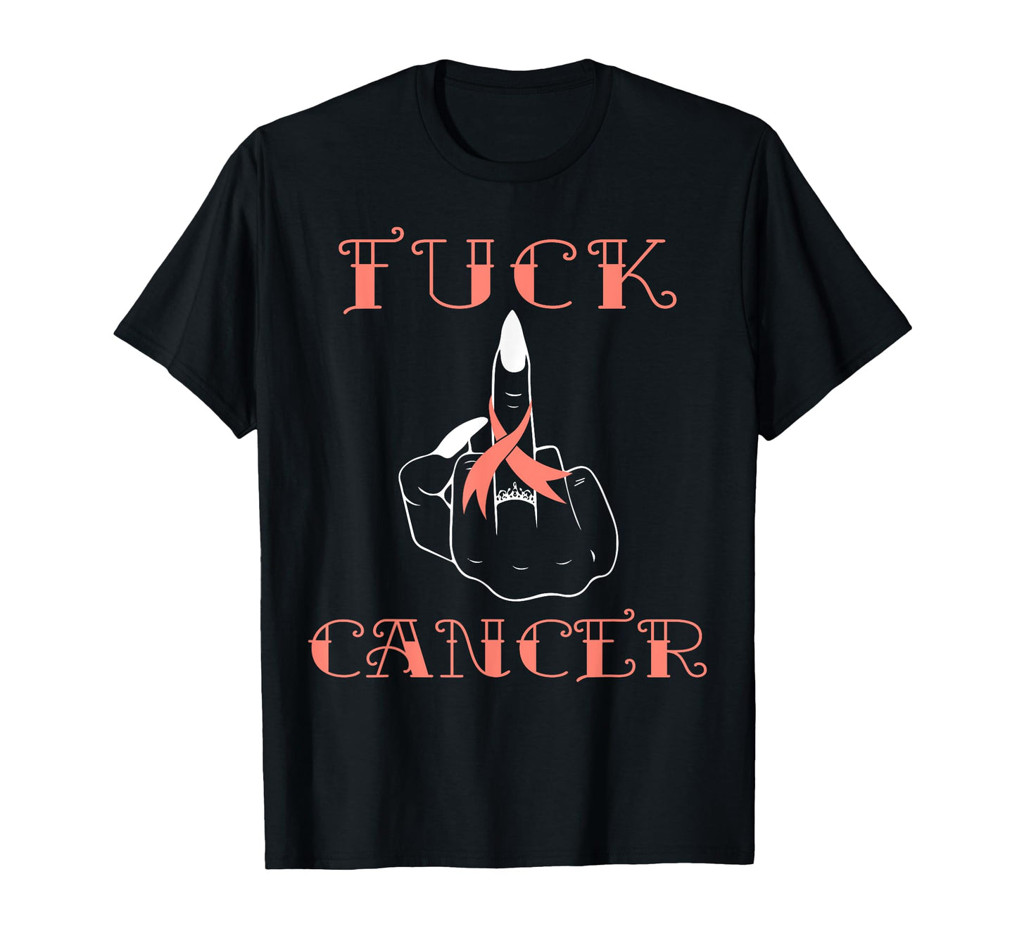 Fuck Cancer Tattoos Survivor Peach Ribbon Uterine Cancer T-Shirt