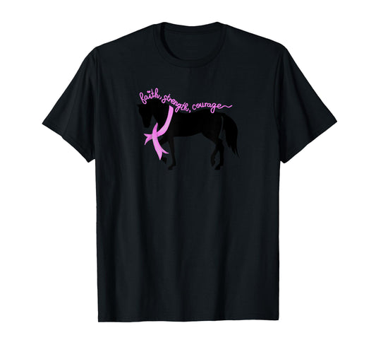 Breast Cancer with Horses and Breast Cancer Awareness T-Shirt