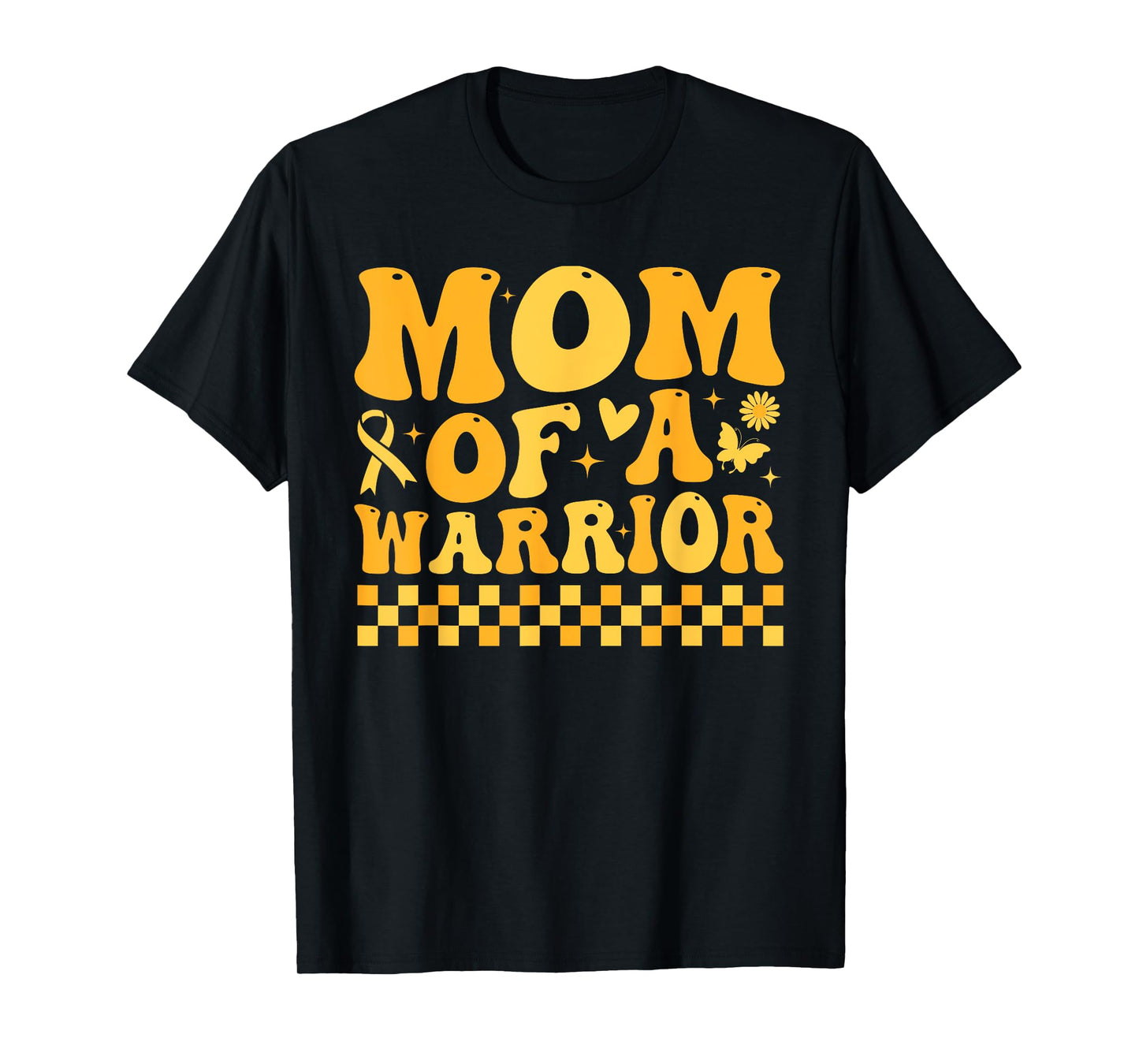 Mom of A Warrior Childhood Cancer Awareness Gold Ribbon T-Shirt