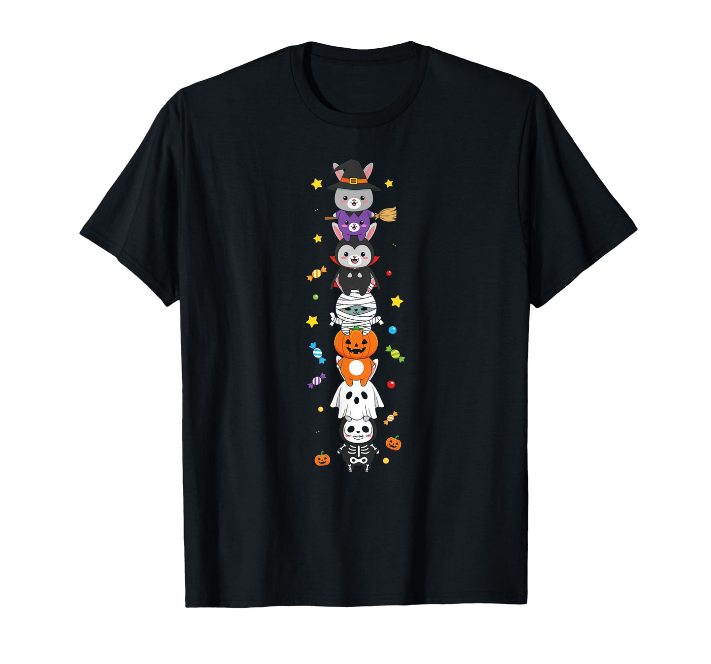 Funny Rabbit Witch Vampire Ghost Halloween Kids Mens Womens T-Shirt