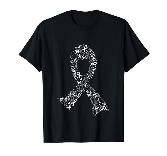 Lung Cancer Fight Warrior White Cancer Bow Gift T-Shirt