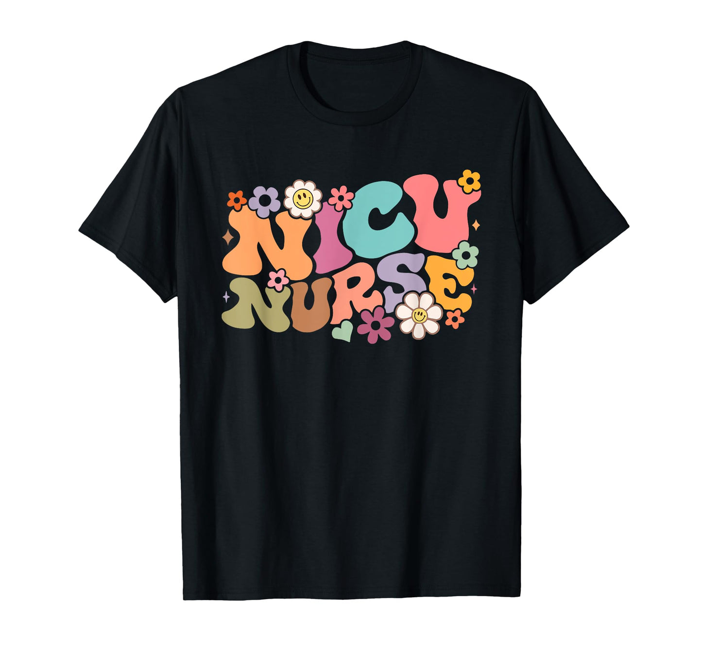 Groovy NICU Nurse ICU Neonatal Team Tiny Humans For Womens T-Shirt