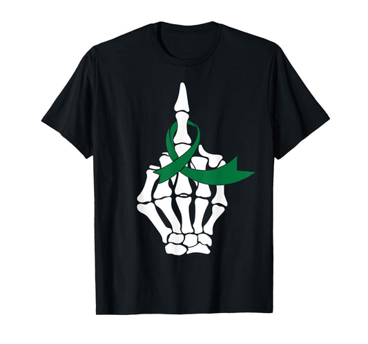 Fuck Liver Cancer Middle Finger Green Ribbon Shirt T-Shirt