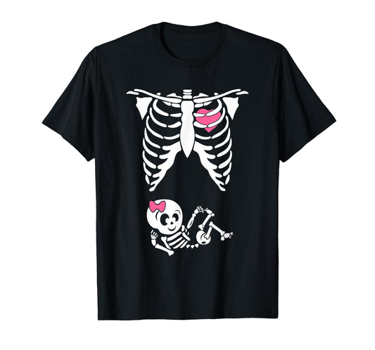 Baby Shower Skeleton Halloween Pregnancy Annoucement New Mom T-Shirt
