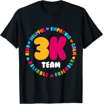 3K Team & Teacher Squad Threes Crew PreK Elementary Team T-Shirt