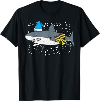 Jewish Shark Menorah Funny Hanukkah Chanukah Animal Gift T-Shirt