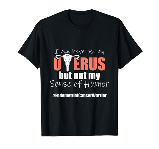 Endometrial Cancer Survivor Humor Peach Ribbon T-Shirt