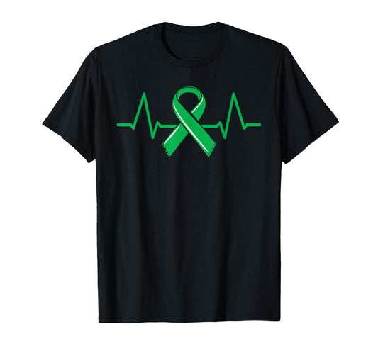 Kidney Donor Heartbeat Tee Organ Green Ribbon Awareness T-Shirt