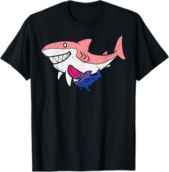 Bisexual Mama Shark Cute Baby Bi Pride Flag LGBT Ally Gift T-Shirt