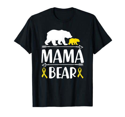 Mama Bear Childhood Cancer Awareness Mom Of A Warrior T-Shirt