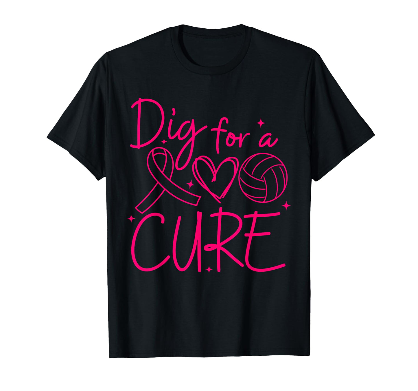 Dig For A Cure Breast Cancer Awareness Volleyball Pink T-Shirt