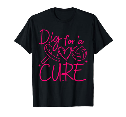 Dig For A Cure Breast Cancer Awareness Volleyball Pink T-Shirt