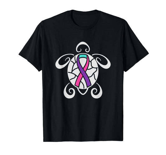Turtle and Thyroid Cancer Ribbon T-Shirt