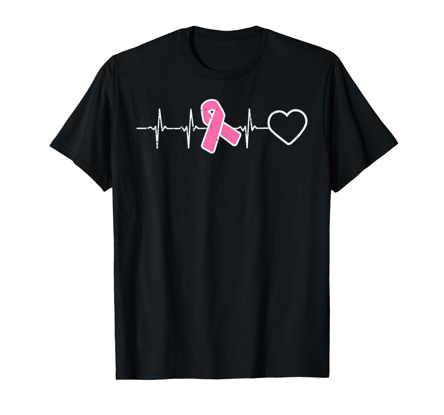 Heartbeat Pink Ribbon Nurse Srub Breast Cancer Awareness T-Shirt