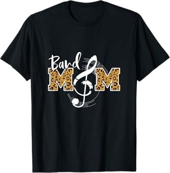 Band Mom Leopard Print Musical Marching Band Mother's Day T-Shirt