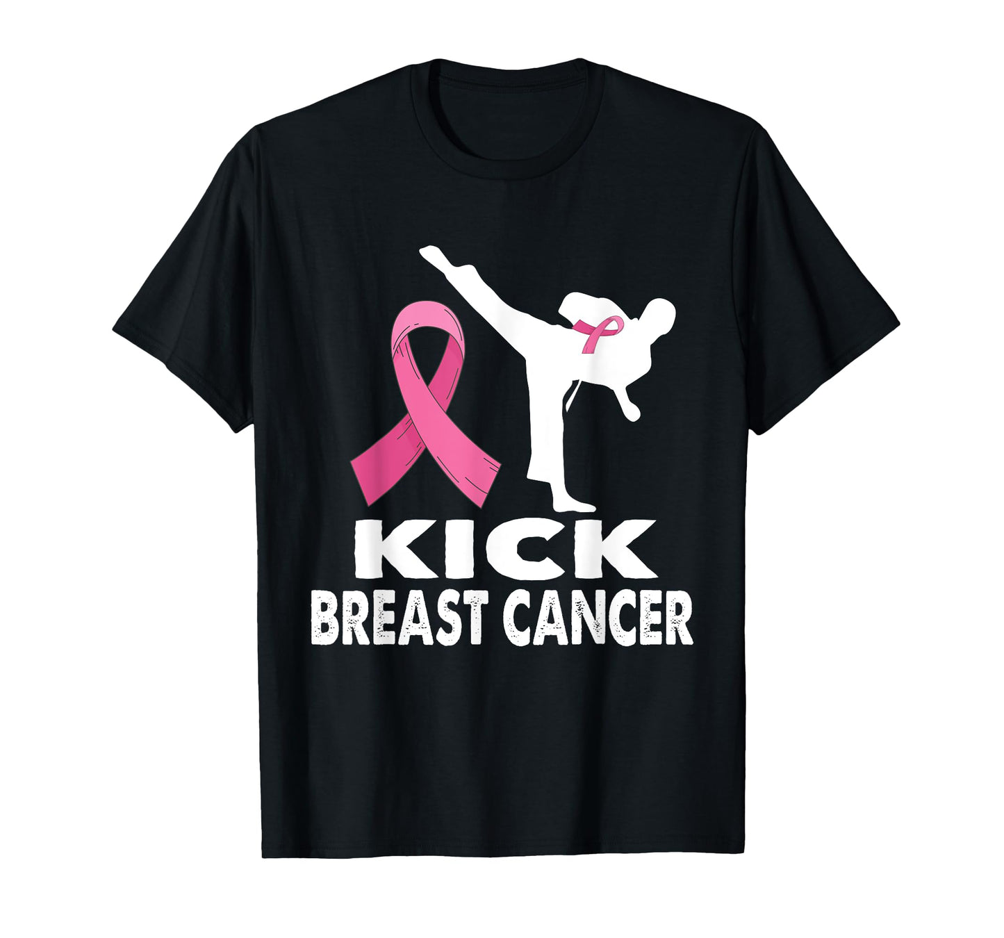 Karate Kick Breast Cancer Awareness Pink T-Shirt