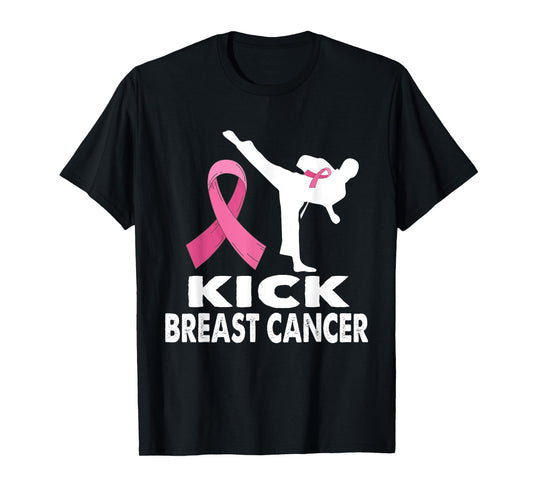 Karate Kick Breast Cancer Awareness Pink T-Shirt