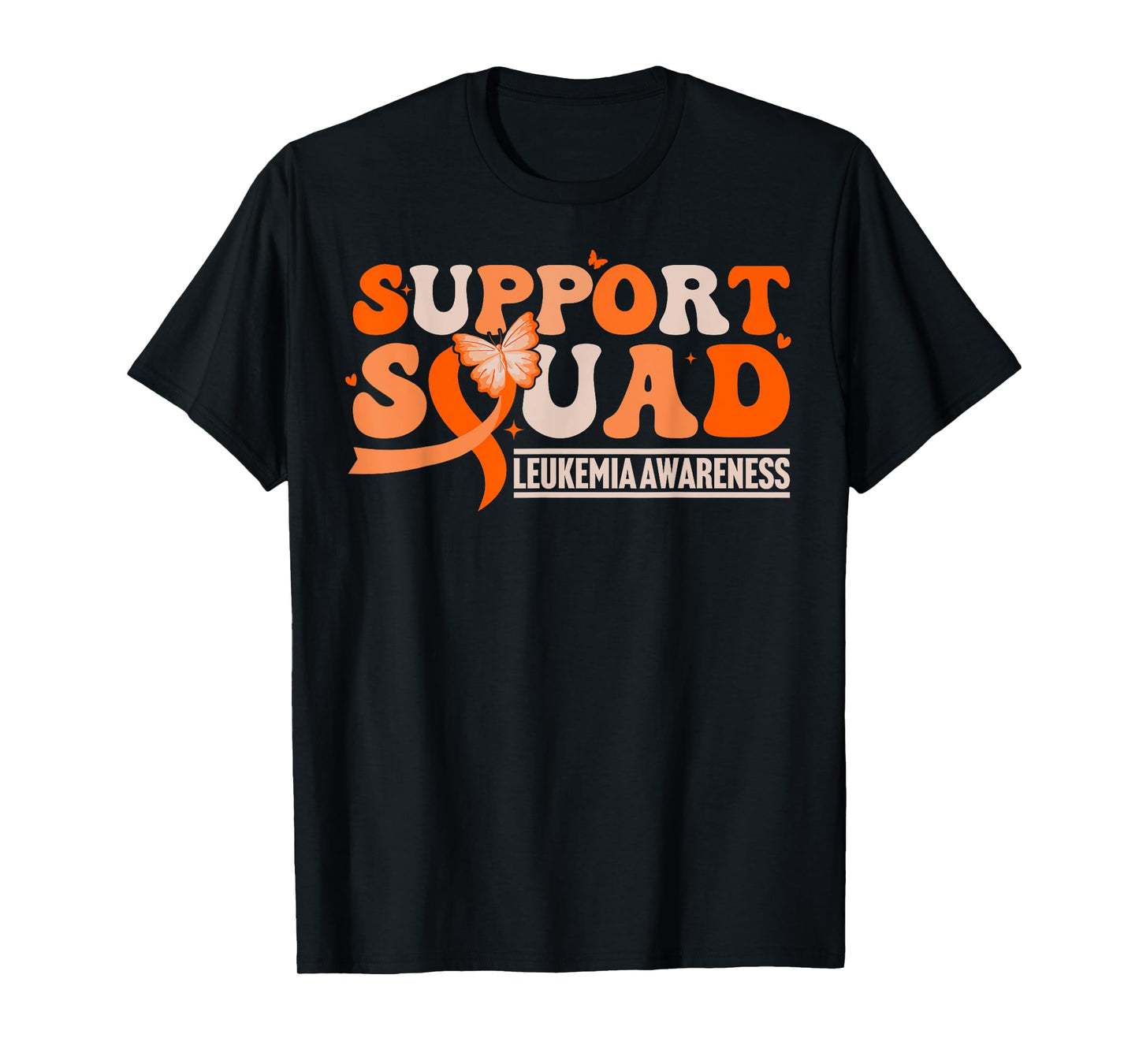 Support Squad Orange Ribbon Butterfly Leukemia Awareness T-Shirt