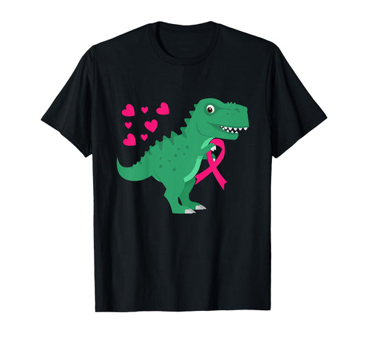 Kids Pink Ribbon T-Rex Shirt Breast Cancer Awareness Boys Toddler T-Shirt