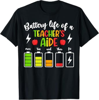 Battery Life Of A Teacher's Aide Teaching Assistant T-Shirt