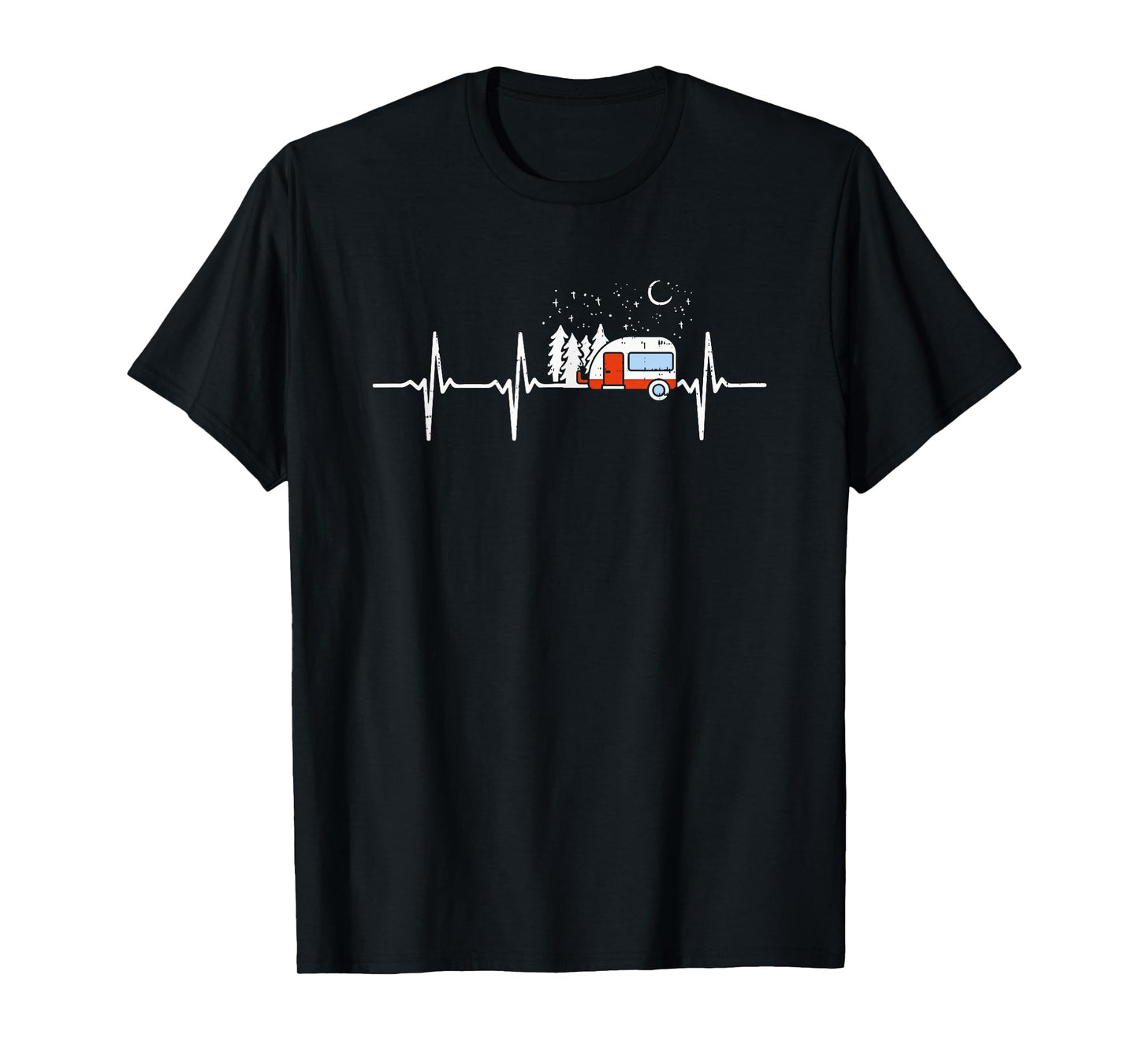 Camper Trailer Teardrop Heartbeat RV Camping T-Shirt