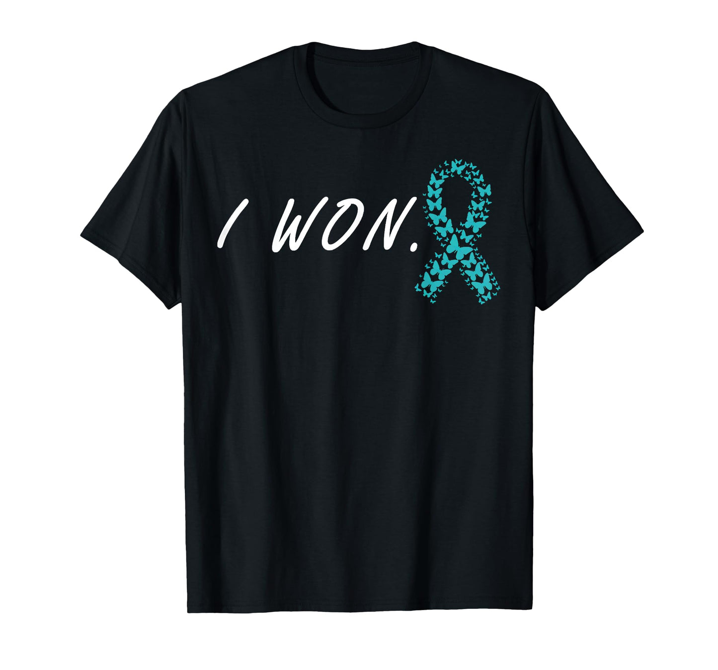 I Won Cervical Cancer Awareness Support Teal Ribbon Survivor T-Shirt
