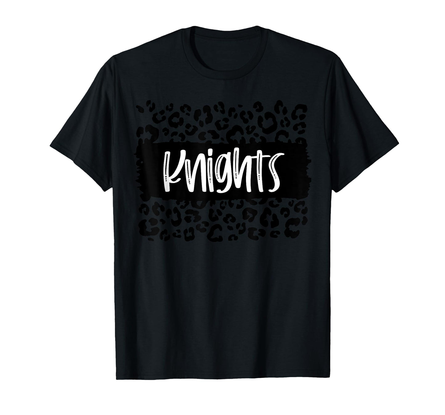 Knights Team Mascot School Spirit Game Night Leopard Print T-Shirt