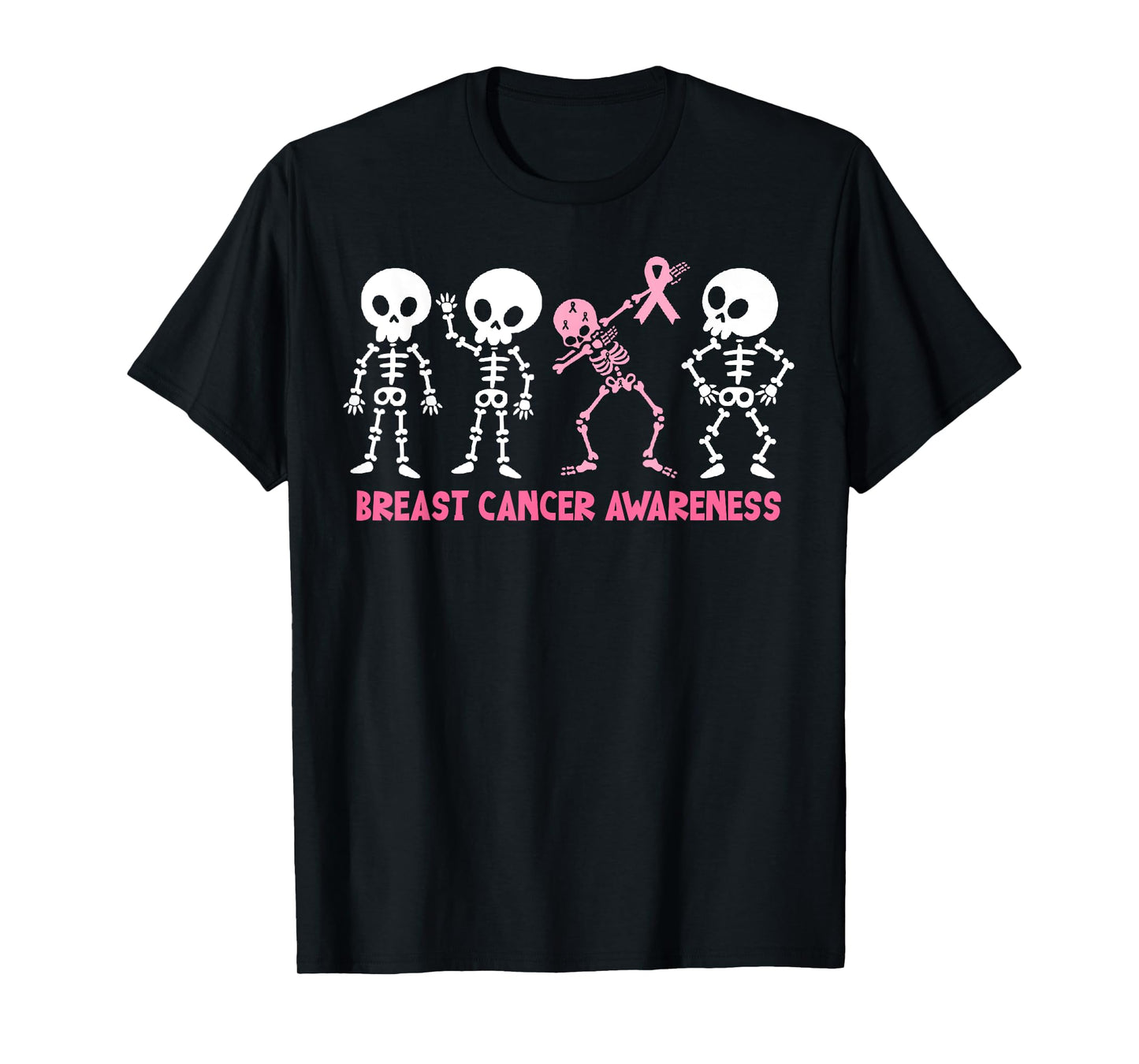 Pink Ribbon Breast Cancer Awareness Skeleton Women Men Kids T-Shirt