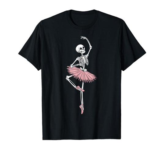 Skeleton Dancing Ballet Lovers Spooky Halloween Dancer T-Shirt