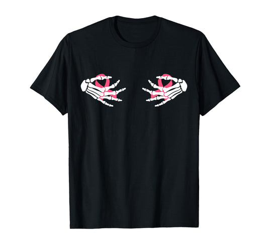 Fuck Cancer Skeleton Hand Pink Ribbon Breast Cancer T-Shirt