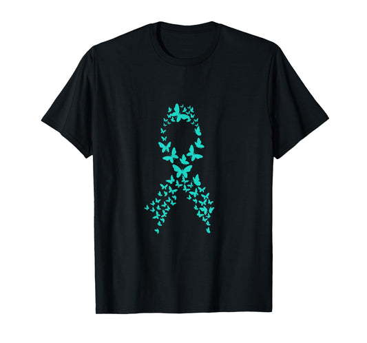 Teal Ribbon Ovarian Cancer Awareness T-Shirt