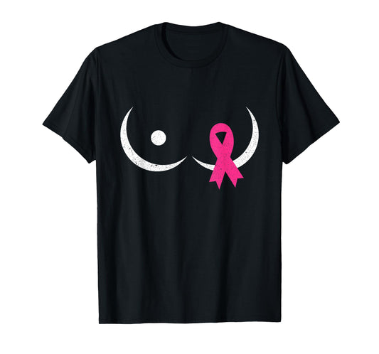 Save The Tatas Breast Cancer Warrior Pink Ribbon On Boob T-Shirt