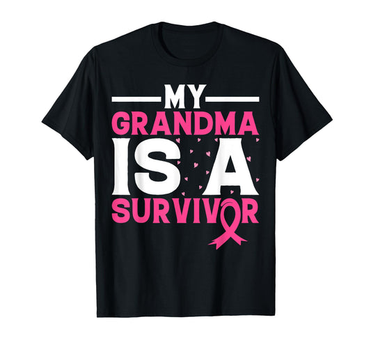 My Grandma Is A Survivor Pink Ribbon Breast Cancer Awareness T-Shirt