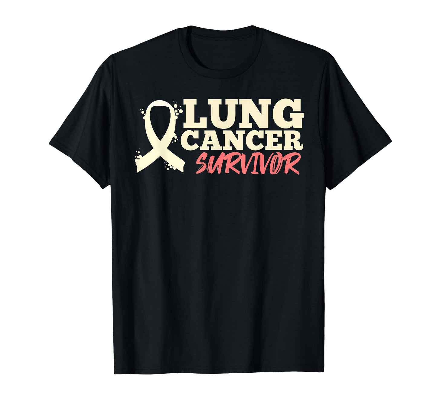Lung Cancer White Ribbon Awareness Fighter Hope Signs T-Shirt