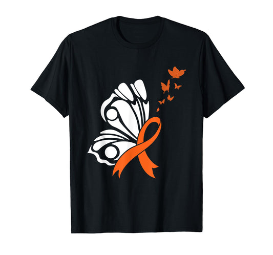 Butterfly Blood Cancer Awareness Leukemia Orange Ribbon Hope T-Shirt