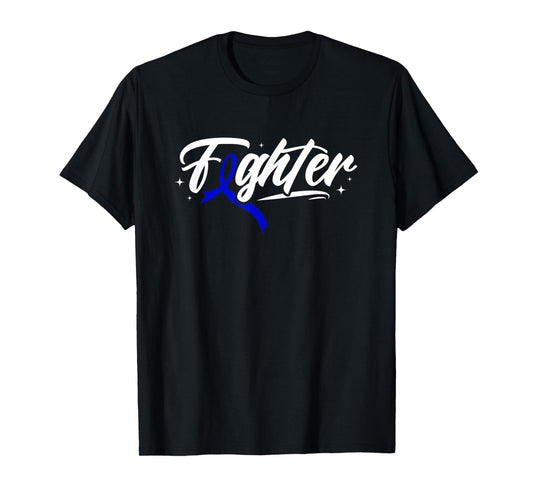 Colon Cancer Fighter Blue Ribbon Awareness Month Support T-Shirt