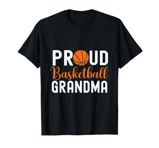 Basketball Grandma Design Lr Proud Basketball Grandma Unisex-Adults Black T-Shirt Basketball T-Shirt Small