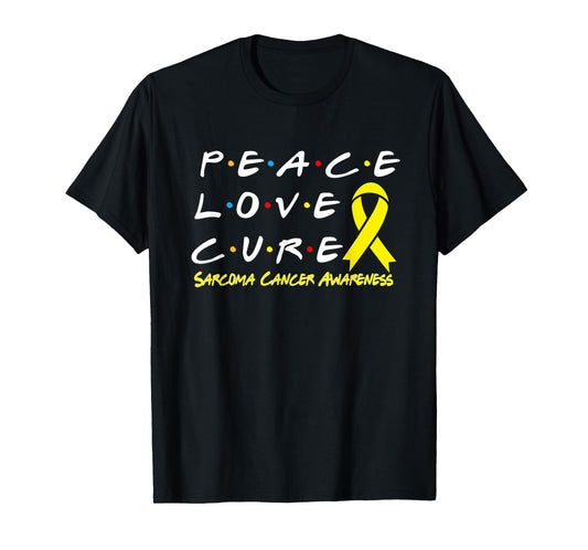 Sarcoma Cancer Awareness Peace Love Cure T-Shirt