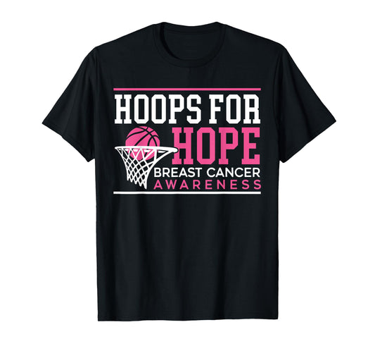 Hoops For Hope Basketball Player Breast Cancer Awareness T-Shirt