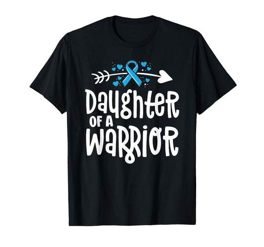 Daughter Of A Warrior Prostate Cancer Blue Ribbon Awareness T-Shirt