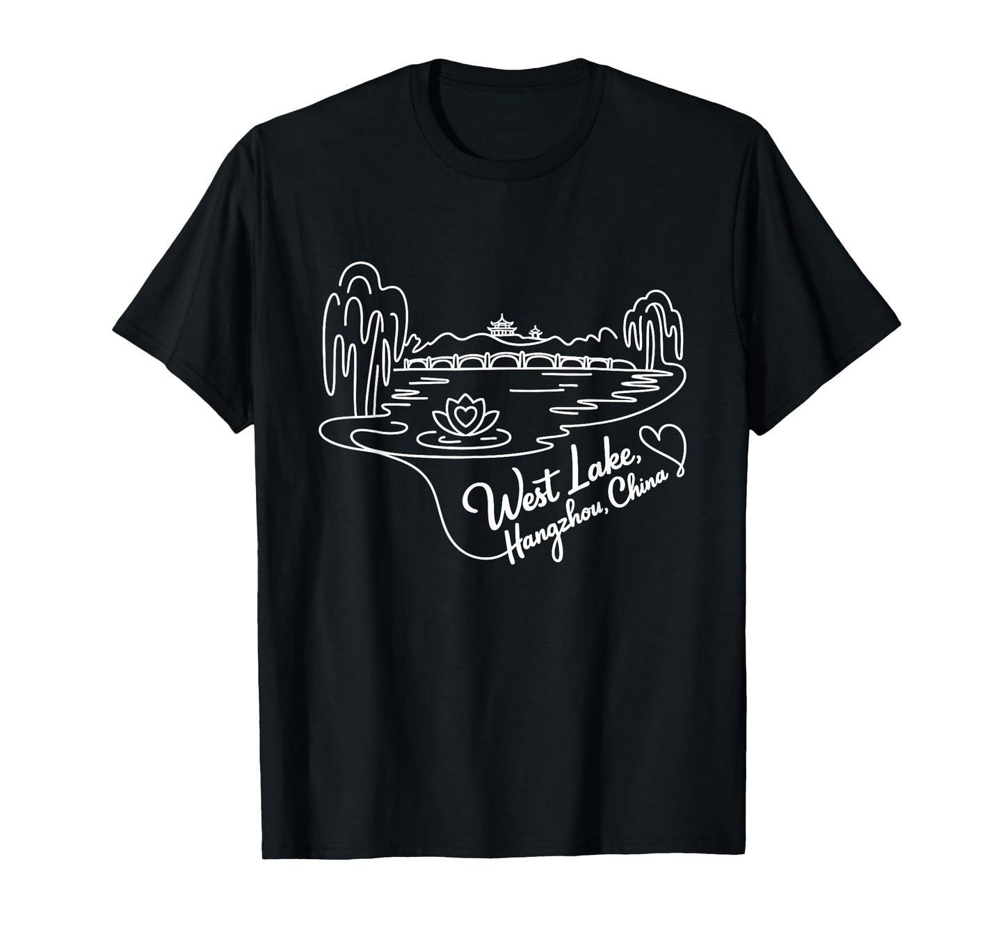 West Lake, Hangzhou, China Signature Heart Art Souvenir T-Shirt